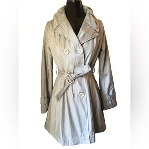 Vintage Syic Camisa Gray Silver A-Line Trench Coat Size S